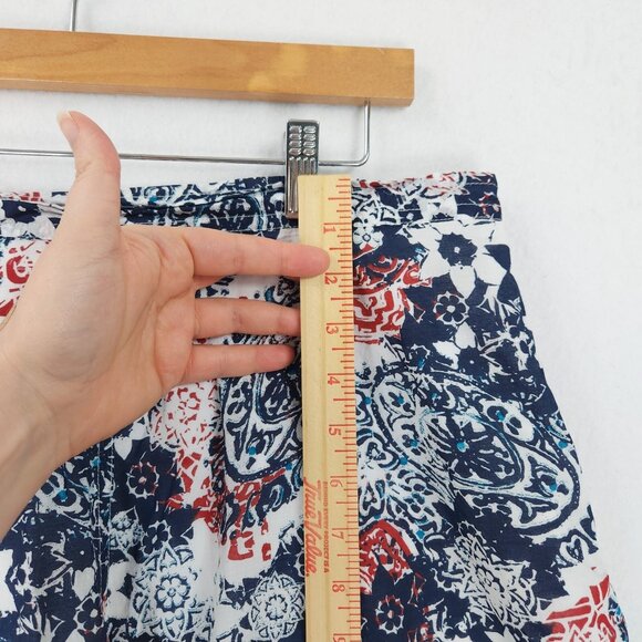 Chicos Skirt Womens 3 Blue White XL A Line Knee Length Flowy Cotton Printed - Picture 4 of 10